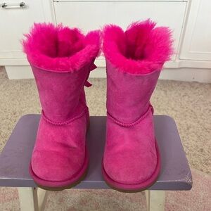 UGG Bright Pink Furry Kids Boots